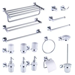 Chromium Towel Rack, Paper Rack, Chrome Plated Toilet Brush Rack, Towel Ring,Robe Hook, Bathroom Hardware Accessories