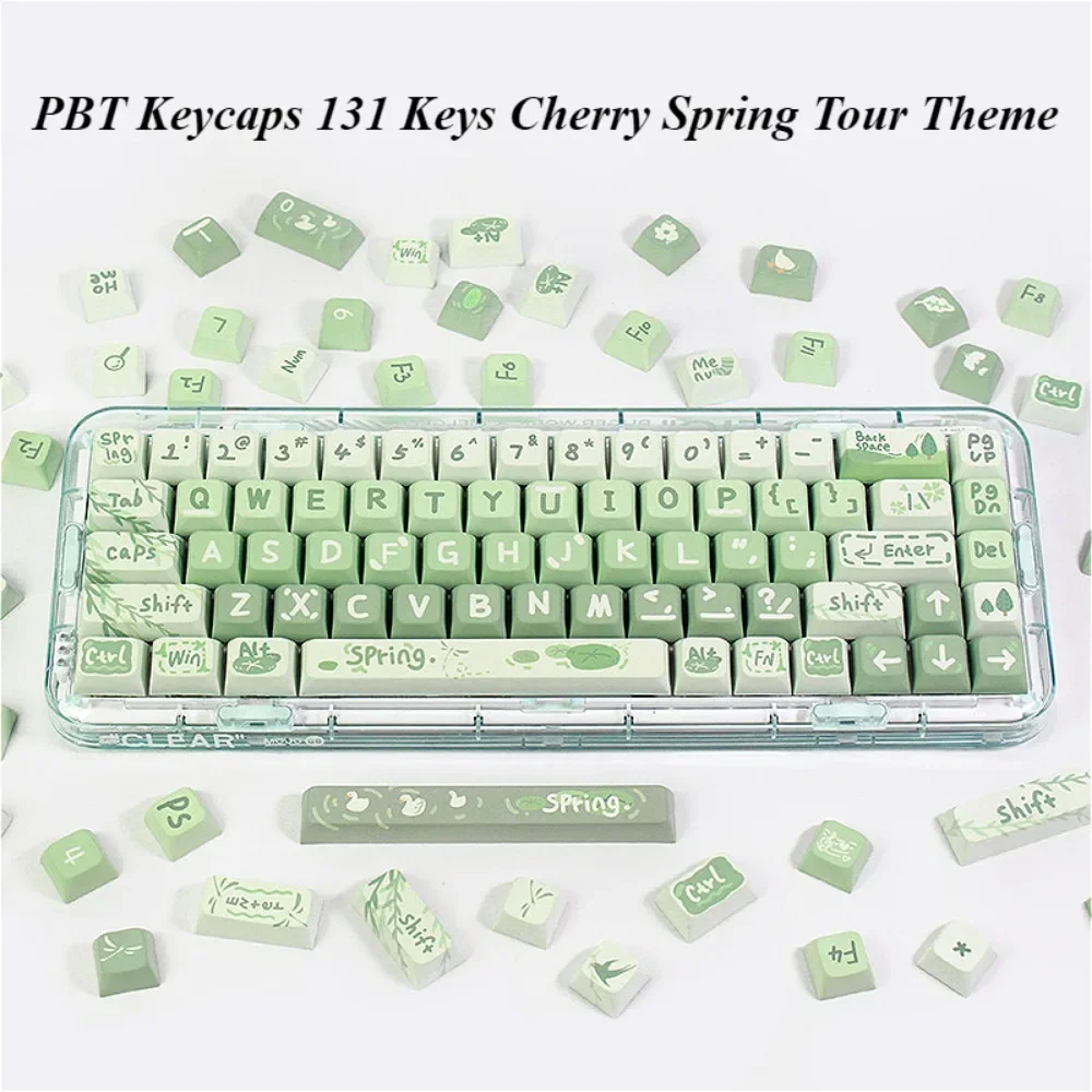 PBT keycaps 133/131 keys, Cherry/XDA Spring outing theme, personalized keycaps, for Cherry MX 104/87/61 mechanical keyboard