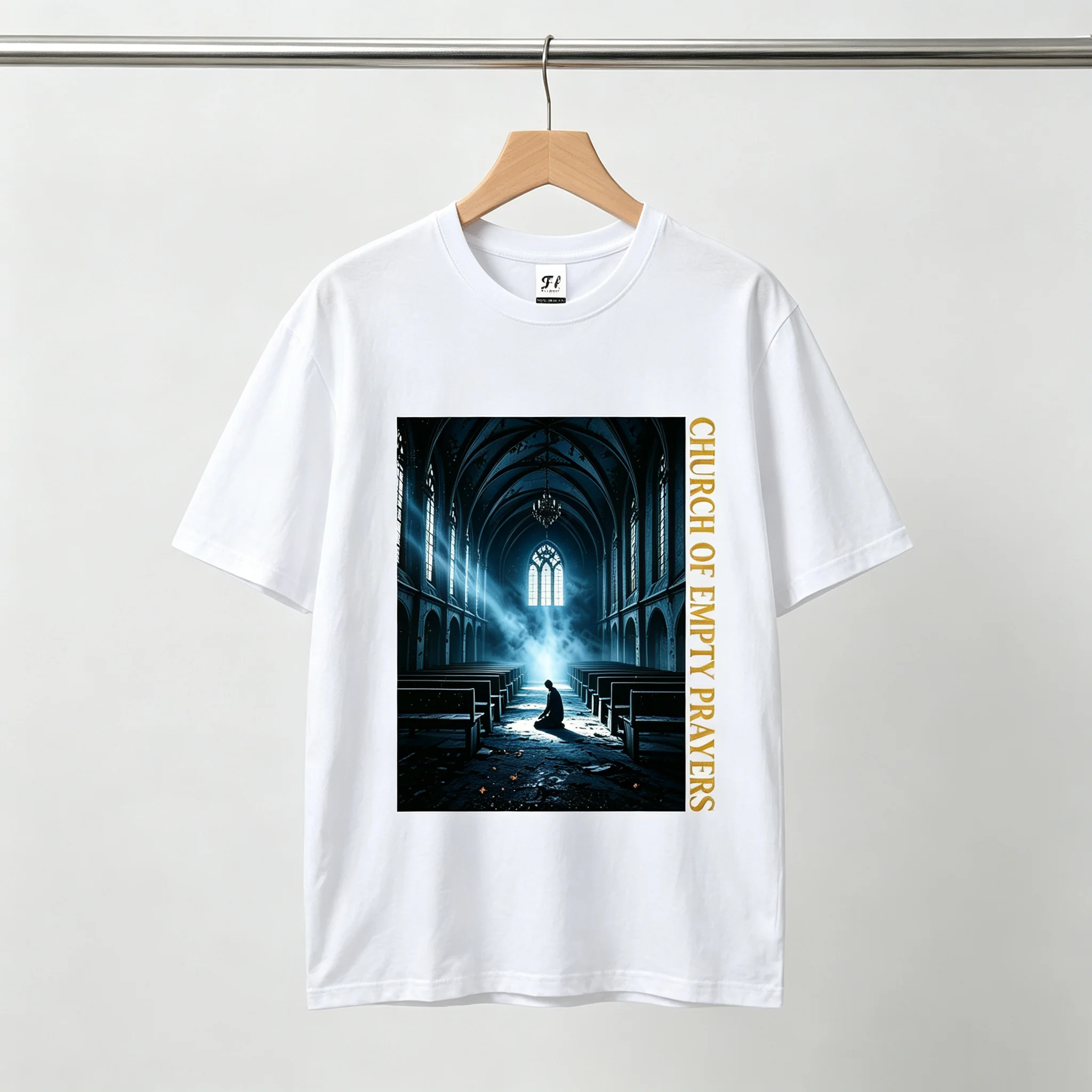 Church Of Empty Prayers Dark Gothic Church Scene Graphic T Shirt Women Aesthetic Art Short Sleeve Tee