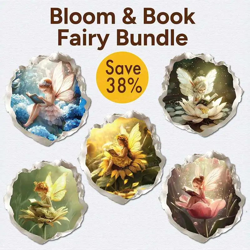 5 Pieces/Pack Bloom and Book Fairy Wall Sticker Kids Room Decor Living Room Decor Cabinet Refrigerator Home Decor Decals S926