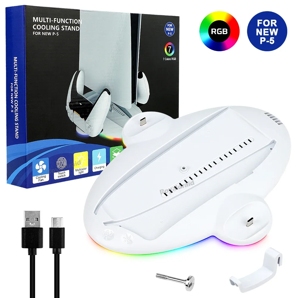 

НОВИНКА для PS5 Slim, охлаждающая станция со светодиодной подсветкой RGB и контроллером PS5 Slim, быстрое зарядное устройство для Playstation 5 Slim Disc