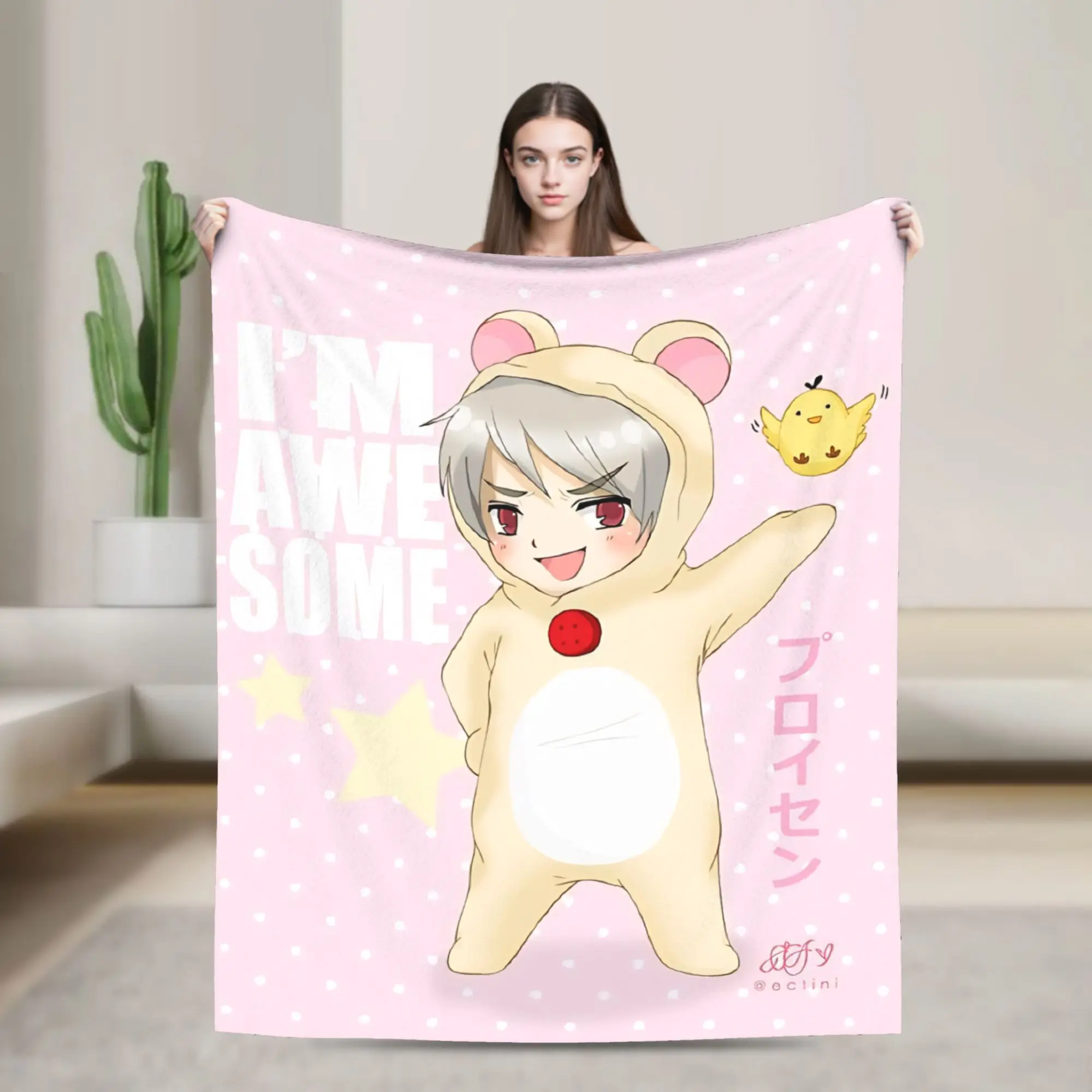 APH Prussia Korilakkuma Hetalia Blanket Flannel Textile Decor   Multifunction Lightweight Throw Blanket for Bed Couch Quilt