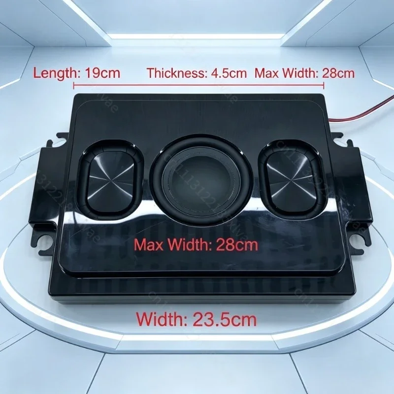 3 Inch Dual Voice Coil Passive Car Subwoofer, Slim Under Seat Bass Speaker with 4 Vibration Radiators for Car Audio Upgrade