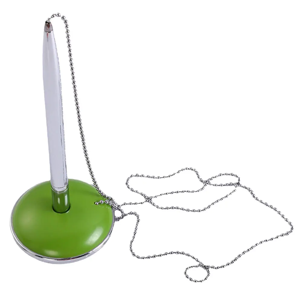 

Unique Signing Pen Business Desktop Metal Guestbook Office Pens Chain Base Standing Design Vertical Table Writing