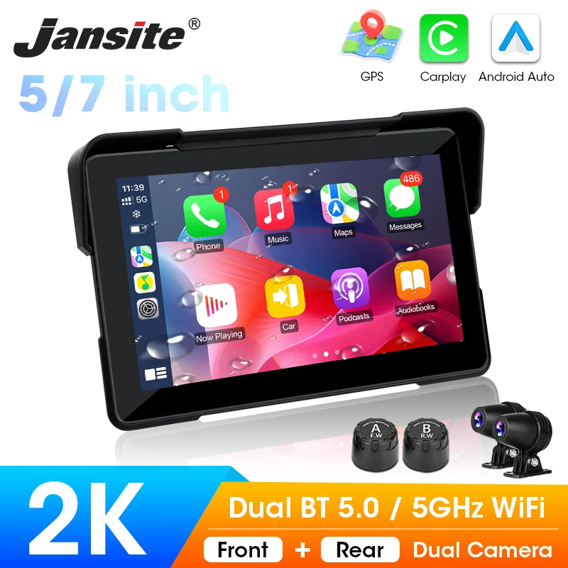 Portable 7 inch IP67 Waterproof 2K Motorcycle Navigation GPS Wireless Carplay Android Auto Drive Recorder Moto DVR Monitor WIFI