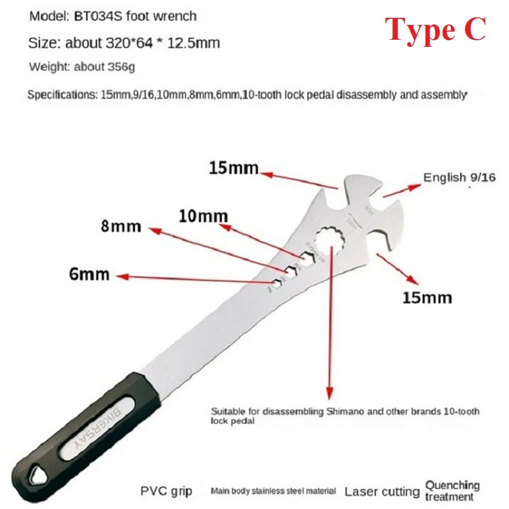 1pc 4 in 1 Bicycle Lock Ring Remover Old Bottom Bracket Spanner Tail Hook Wrench or Ratchet Drum/ Pedal/ BB/ Spoke Wrenchs