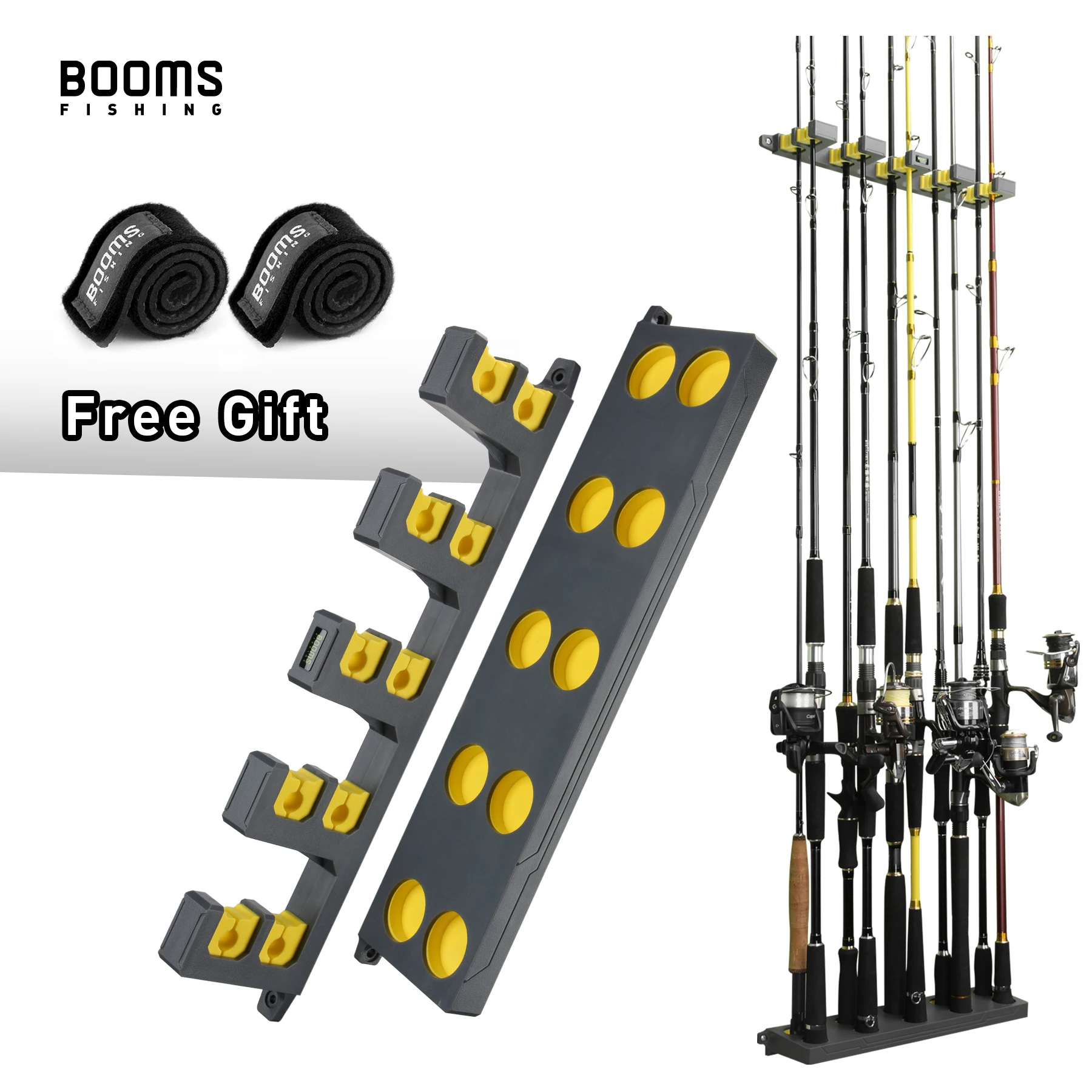 Booms Fishing WV4 Fishing Rod Holders Vertical Wall Rod Rack Store Up to 10 Rods For Fishing Pole Holder Storage Tools 4 Colors