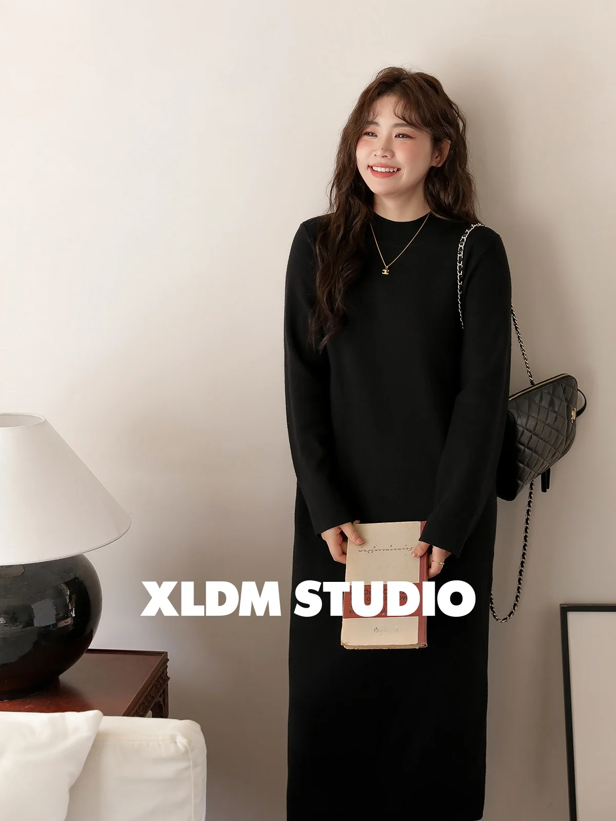 

Женская вязаная юбка больших размеров с круглым вырезом, утепленная, повседневная, средней длины, прямого кроя, для полных женщин