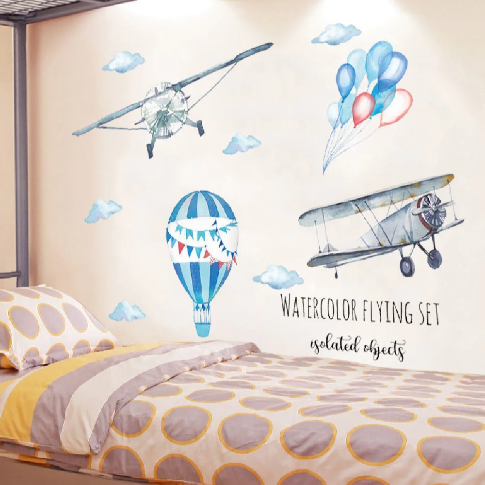 

Cartoon Kids Room Wall Decor Wall Stickers Hot Air Balloon Vinyl Wall Decals For Home Decoration Art Murals Sticker Wallpaper
