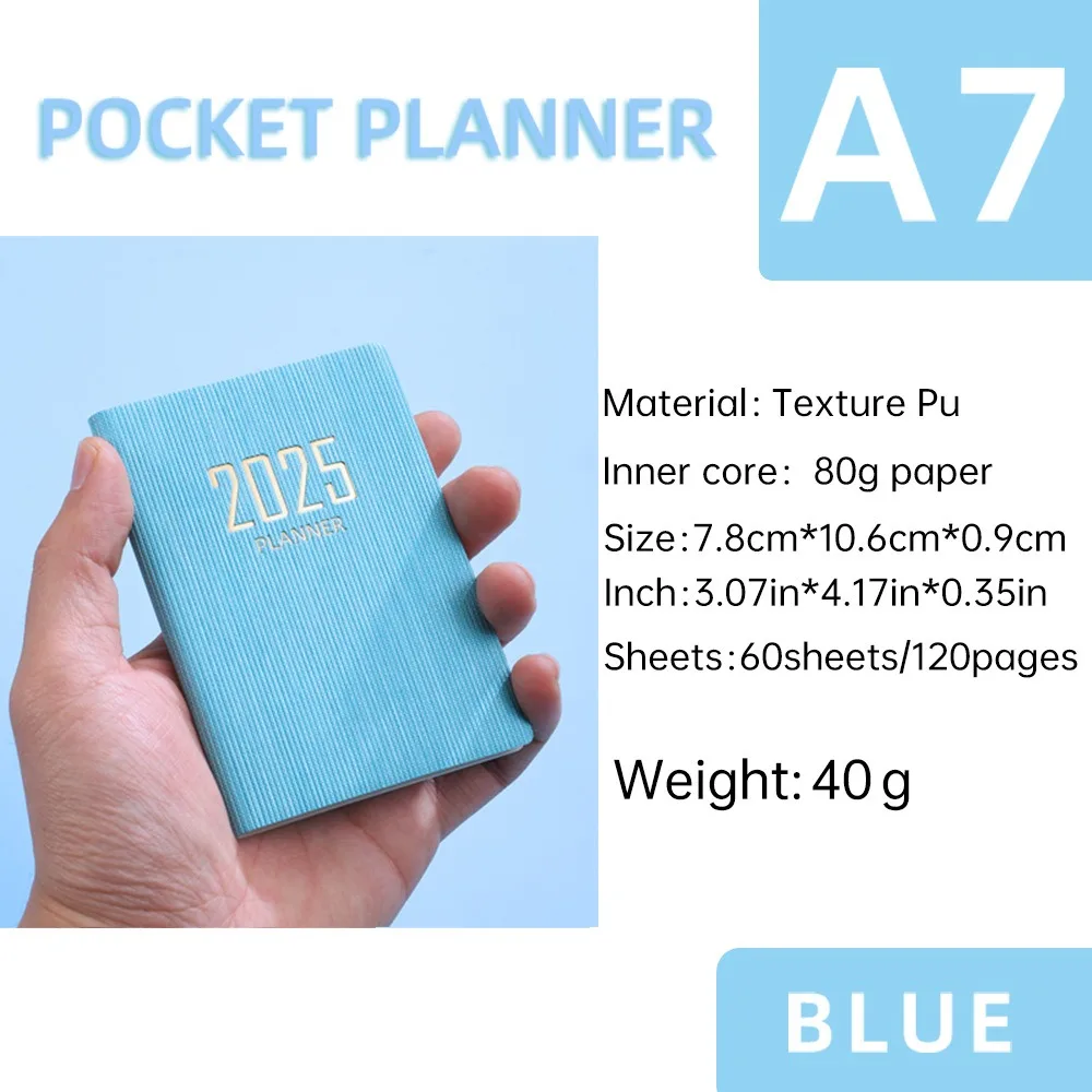 60Sheets/120Pages Mini A7 2026 Agenda Book Pocket with Calendar Diary Weekly Planner Appointment Book Students