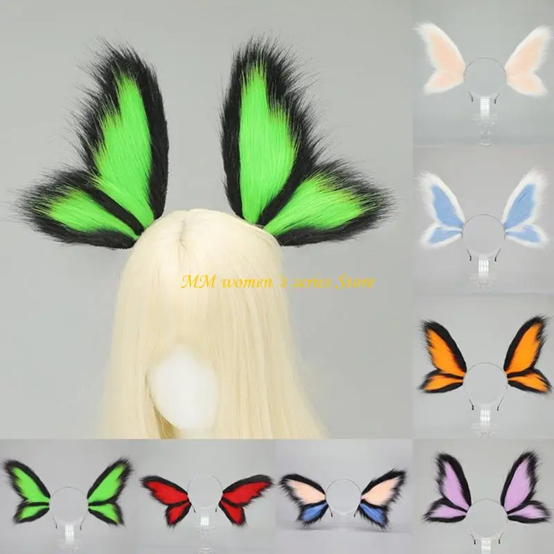 Q39C Elf Butterfly Animal Ear Hairband Soft Plush Design For Masquerades Parties Roleplay Costume Halloween Event Decoration