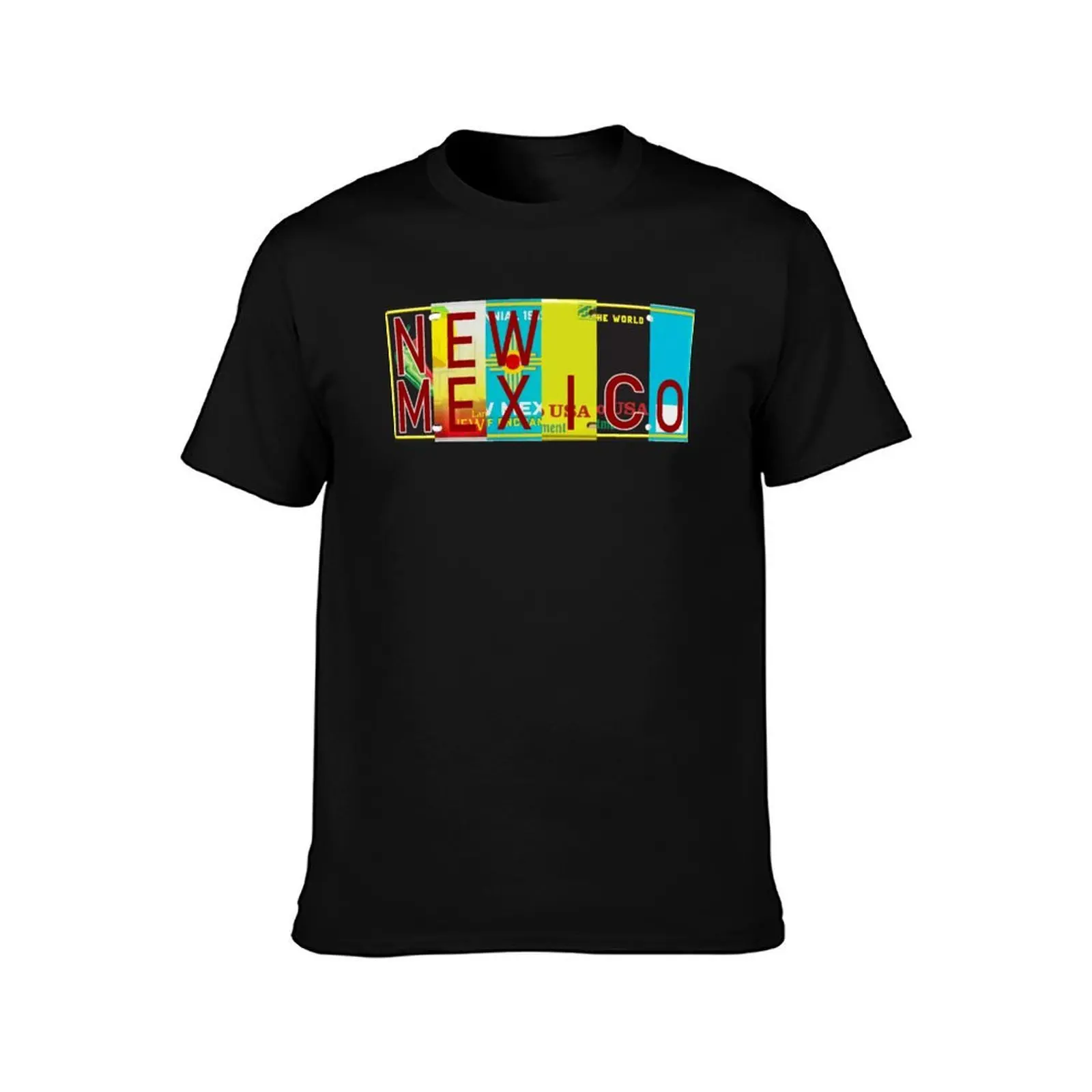 New Mexico License Plates T-Shirt, Summer Casual Cotton Tee, Oversized Streetwear Tops, Vintage Graphic Print, Unisex Men Women