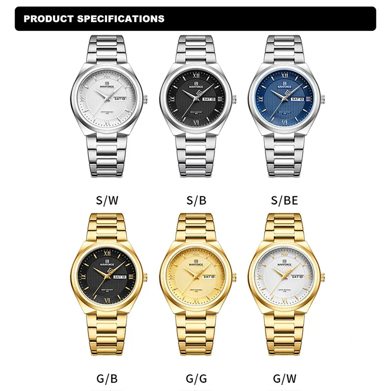 Top Brand NAVIFORCE Luxury High Quality Men Watch Fashion Stainless Steel Waterproof Week Date Quartz Wristwatch Reloj Hombre