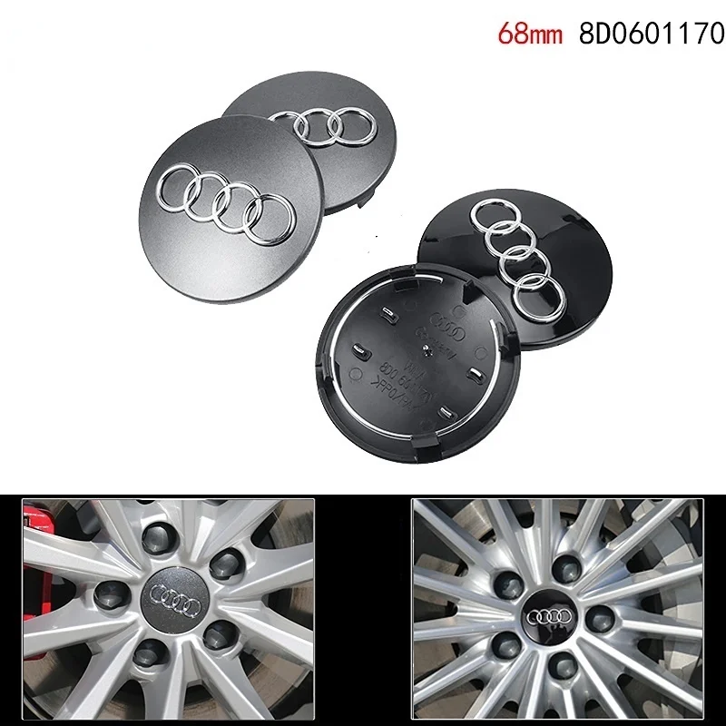 4pcs 68mm 8D0601170 Car Styling Wheel Center Cap Hub Covers Badge for Audi  RS A3 A4 A5 A6 A7 A8 S4 Q3 Q5 Q7 Q2 Wheel Cap Label