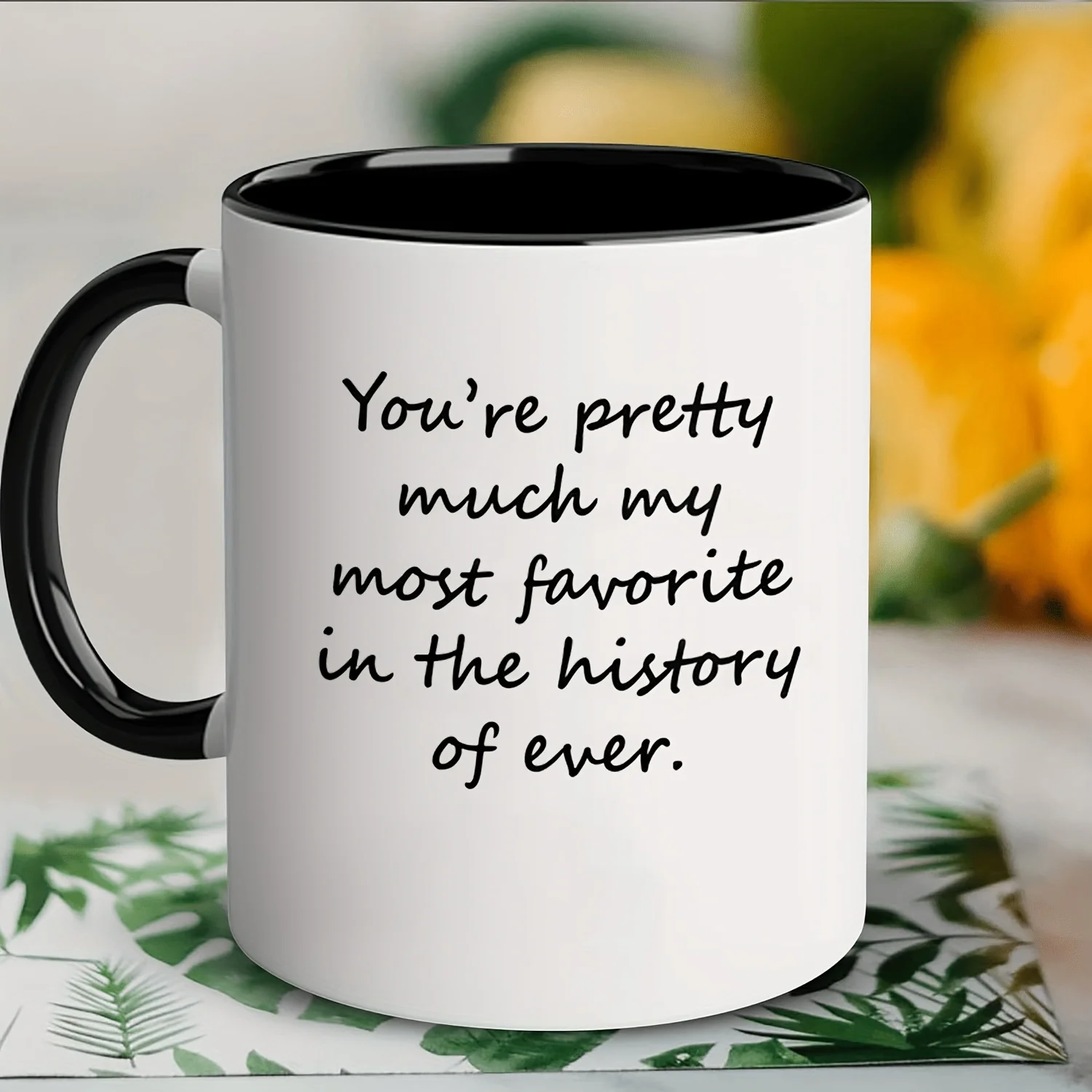 كوب قهوة سيراميك سعة 11 أونصة - "أنت المفضلة لدي في تاريخ الإطلاق" - هدية مضحكة وسخرية وتحفيزية للزوج