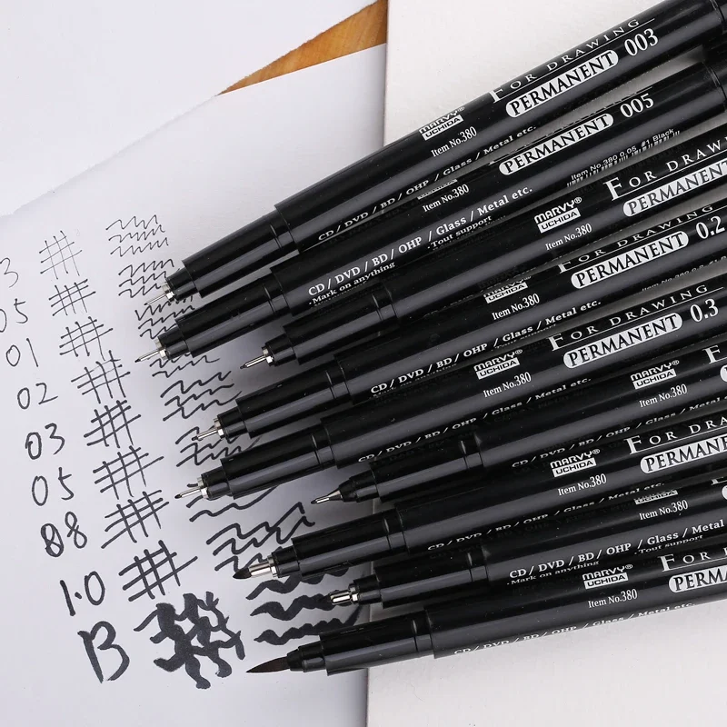 

Japan Marvy 380 Gel Pen Sketch Pen Comic Fine Line Pen Hook Line Pen Hand-drawn Animation Professional Classical