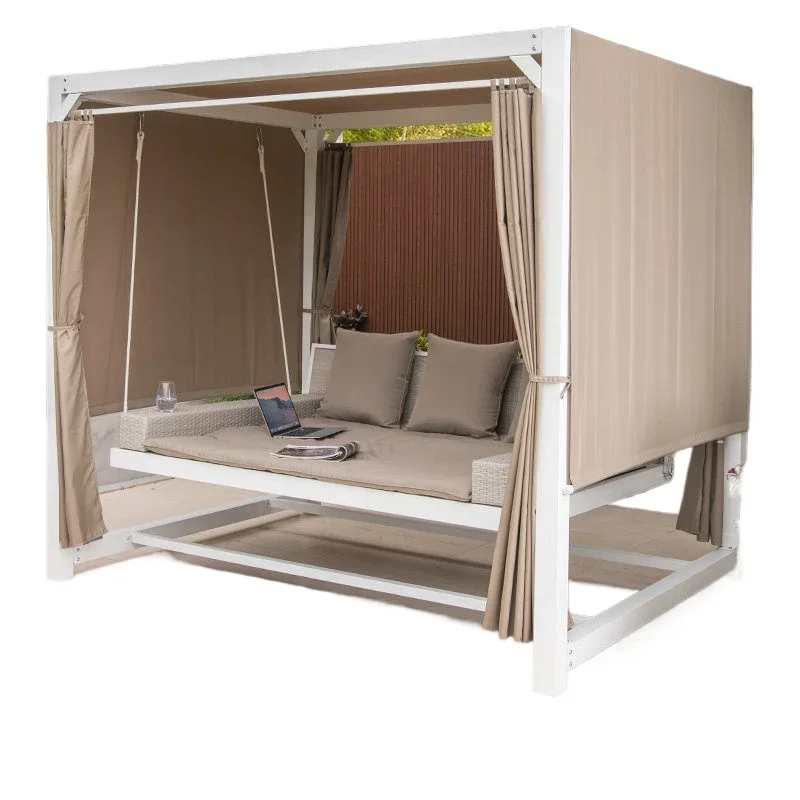 

Rattan chairs on the courtyard swing