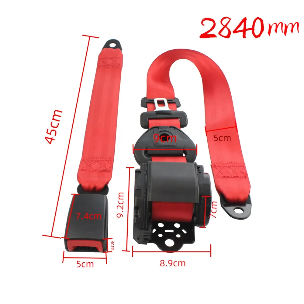 Red 3 Point Car Seat Belts Safety CertifiedSafety Belt Extender Extension Buckle Adujstable Shoulder Emergency Lock 2840cm