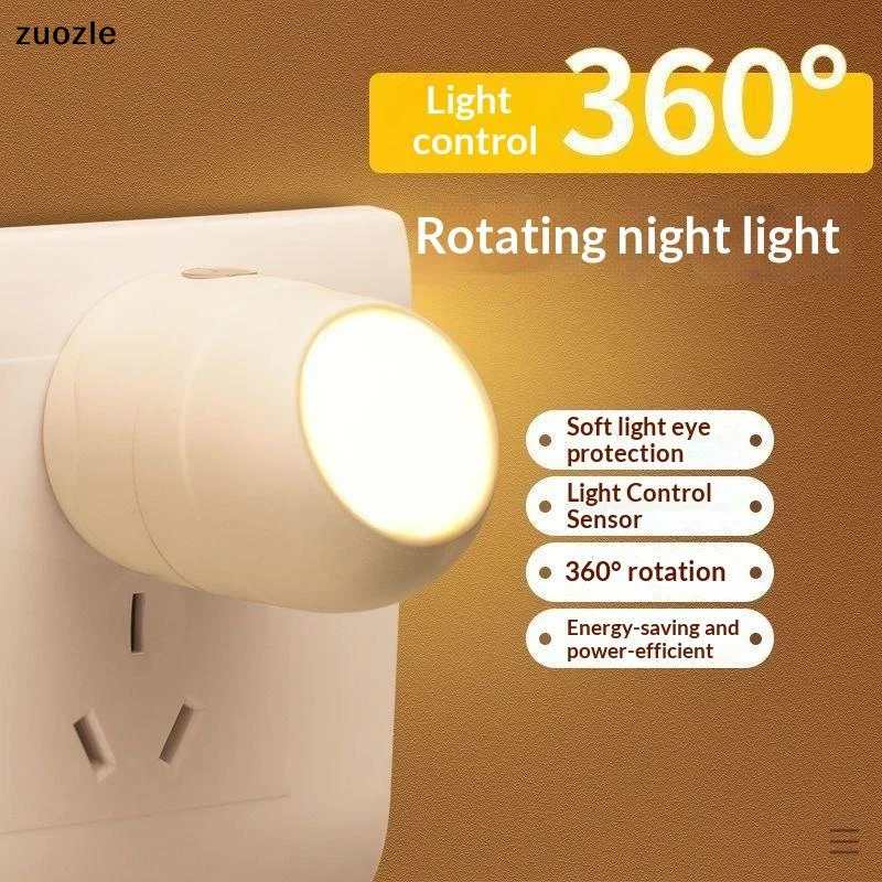 Plug In LED Night Light Auto Sensor 360 Degree Rotatable Soft Eye Friendly Lamp For Bedroom Baby Nursery Hallway Home Decor Use