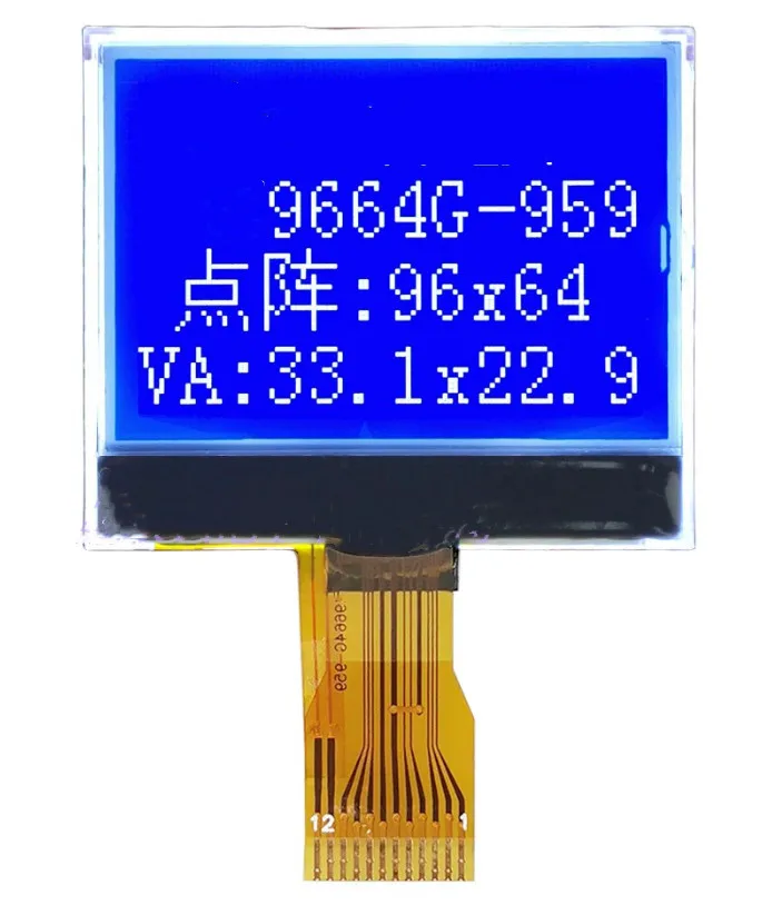 12PIN SPI 9664 LCD LCM Screen ST7567 Controller White/Blue Backlight