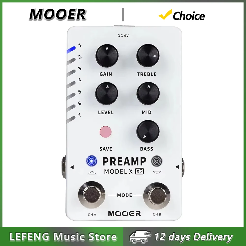 MOOER PREAMP MODEL X X2 Guitar Effects Pedal Digital Preamp Pedal Dual Channels 14 Preset Slots Built-in 3 Cabinet Simulation