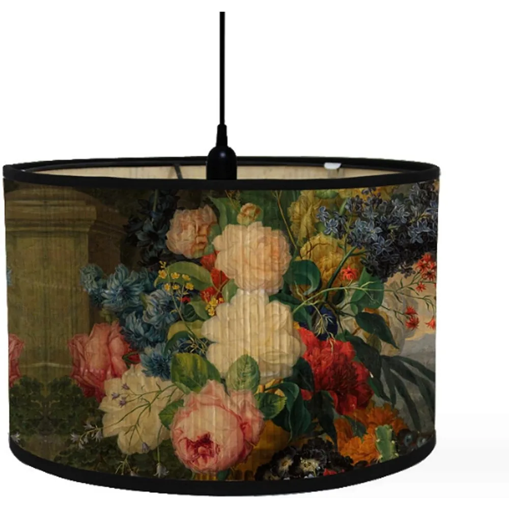 

Абажуры с принтом овального абажура 11,81 "×7,87" винтажные абажуры для люстр и торшеров с цветочным узором e27