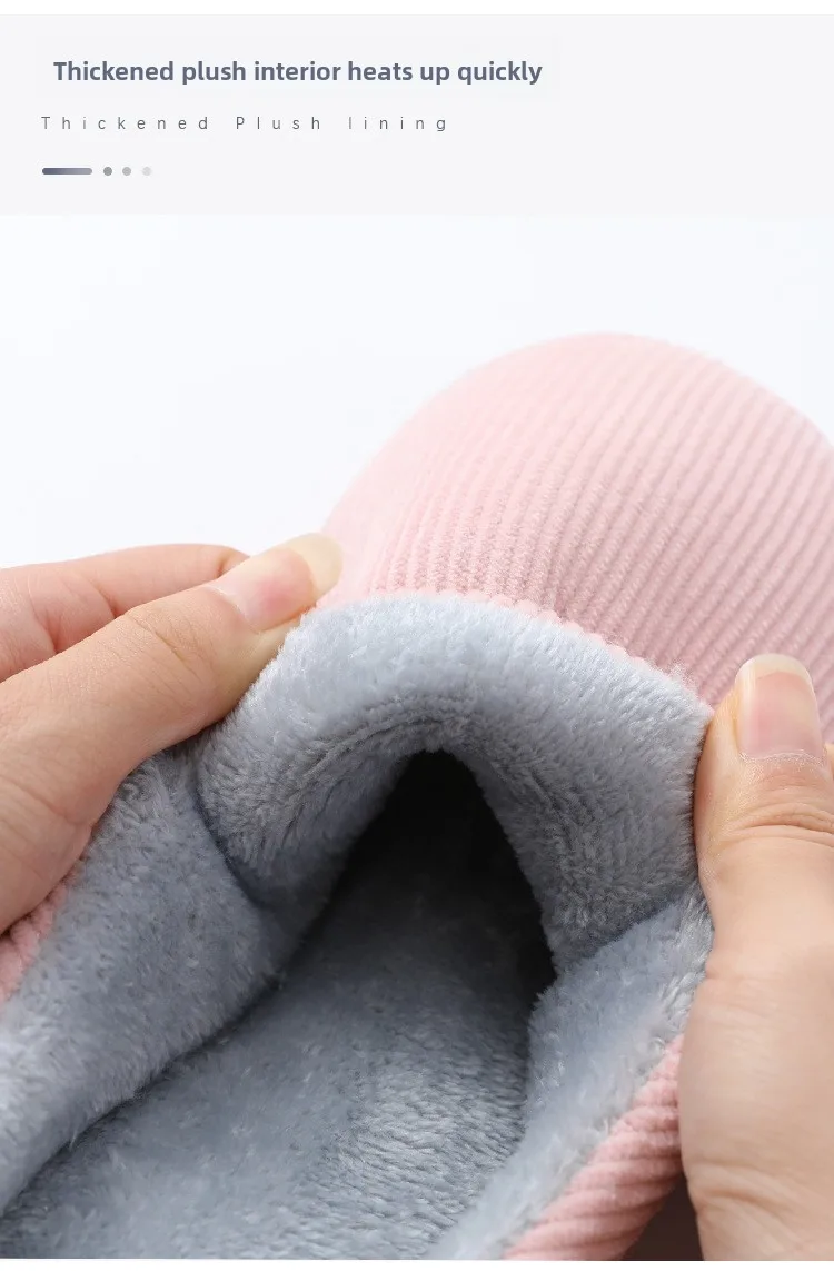 Baumwoll-Hausschuhe für Damen, Herbst und Winter, für den Innenbereich, warm, für Paare, Plüsch, rutschfest, mit dicker Sohle, Entbindungsschuhe für den Winter – Detail 7