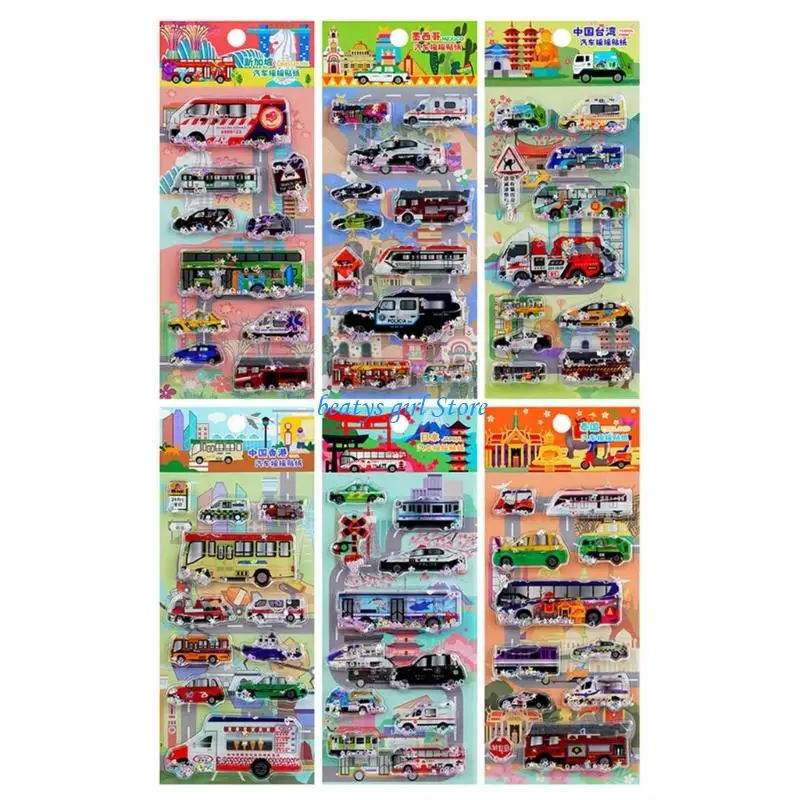 

C7AB Наклейка для транспортных средств, наполненная водой, мультяшная тисненая наклейка из пенопласта ПВХ для ноутбука