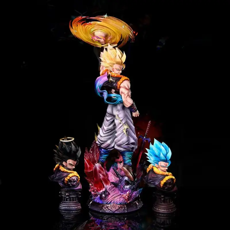

Коллекционная статуэтка JT Gogeta Dragon Ball из смолы, большая, с тремя сменными головами, модель для декора рабочего стола, подарок на день рождения