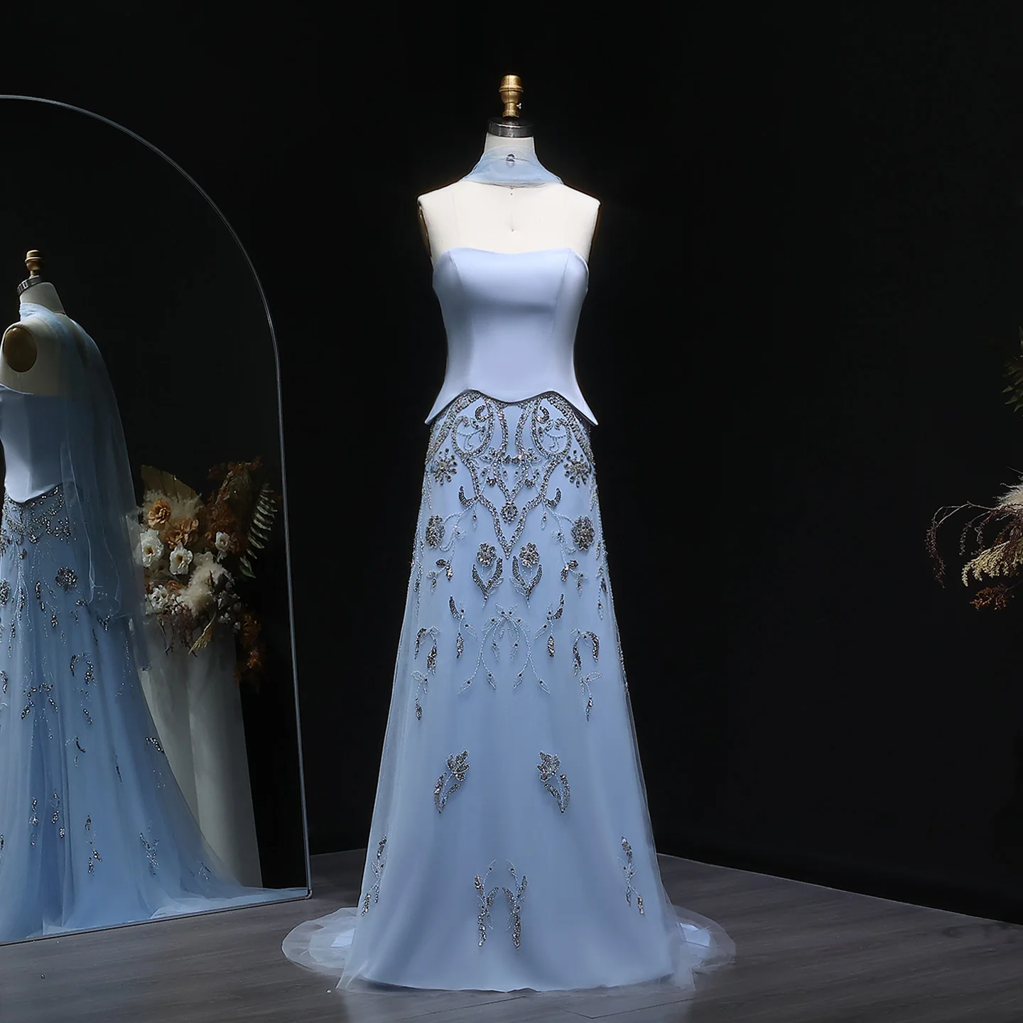 カスタムメイドの高級ノースリーブイブニングドレス、エレガントなウェディングドレス、フォーマルで絶妙な高品質セクシーなプロムパーティードレス（女性用）