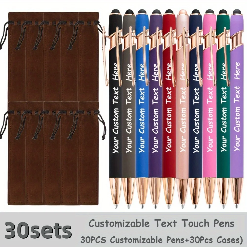 

30Sets Customizable Ballpoint Pens with Rubber Soft Touch Personalized Advertising Promotional Gifts Hotel Conference Supplies