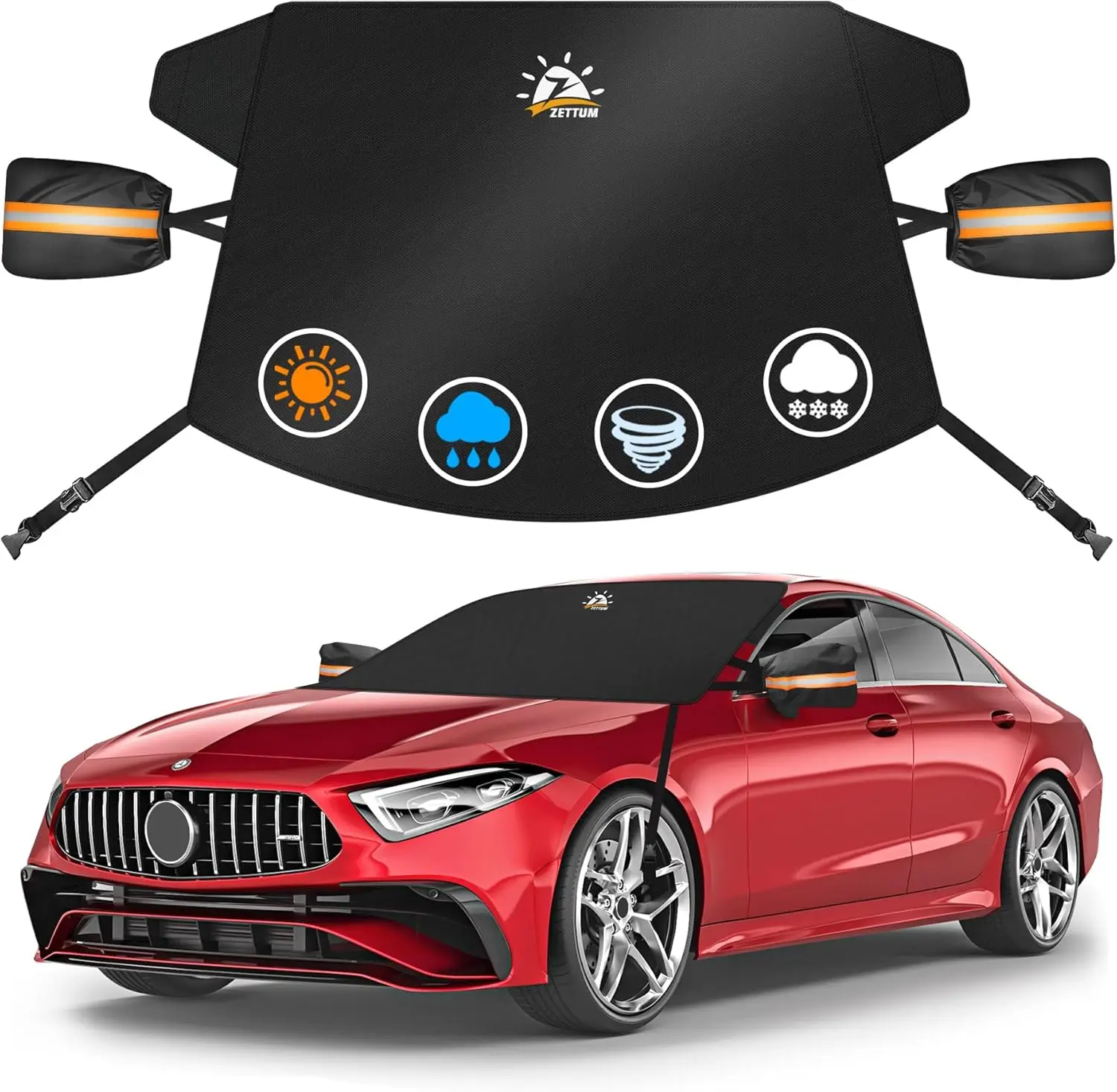 

Heavy-Duty 600D Car Windshield Cover for Snow, Ice, and All-Weather Protection - Fits Most Vehicles (70x50 Inch)