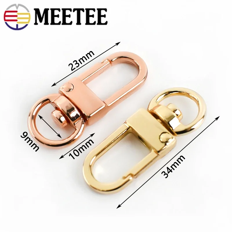 Meetee 10/20Pcs 10mm Metal Bag Strap Buckles Dog Collar Swivel Clasps For Webbing Snap Hook DIY Leather Carfts Accessories