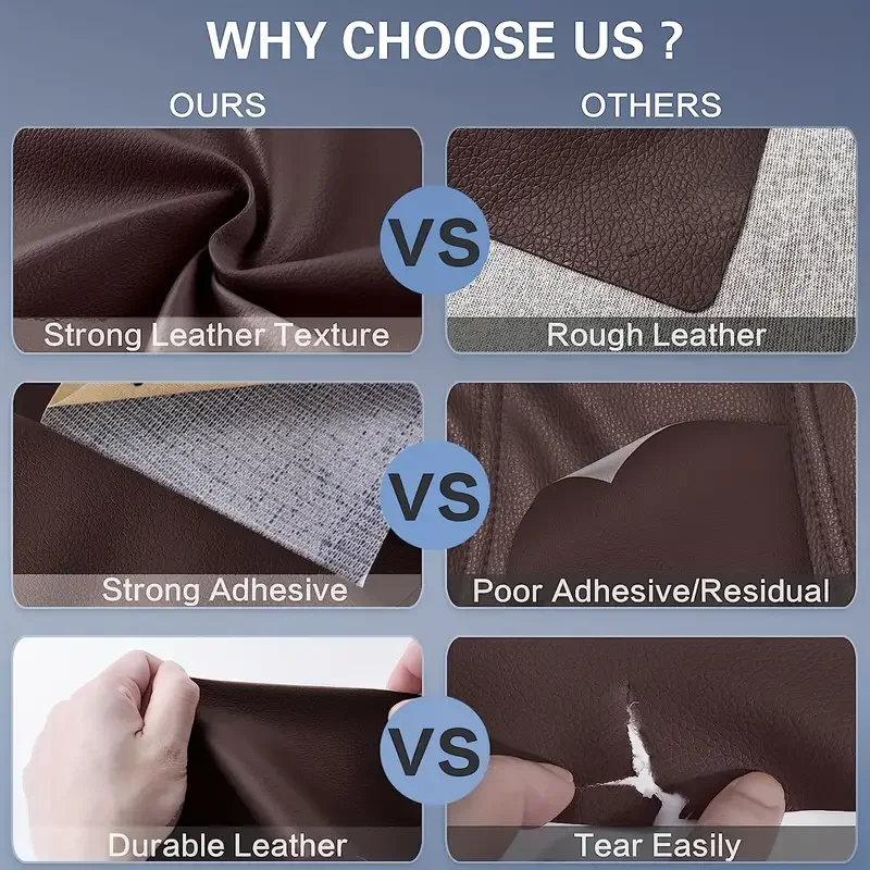 Self-Adhesive Leather PU Leather Repair Patch Fix Sticker for Sofa Car Seat Table Chair Bag Shoes Strong Adhesive Leather Tape