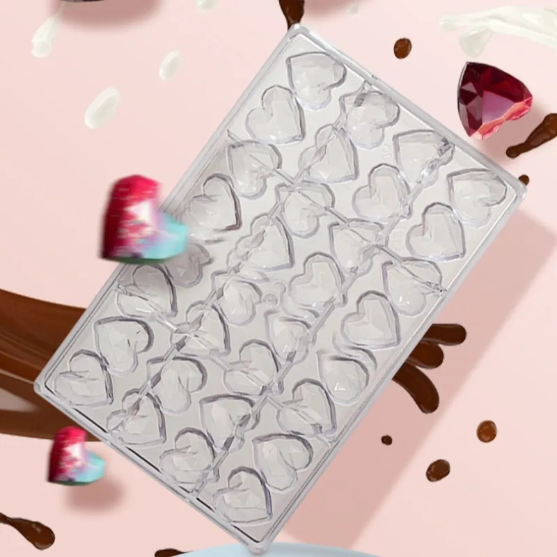 Molde de Chocolate de policarbonato con forma de esfera de corazón, varios estilos, bombones de Chocolate, molde para dulces, confitería, herramientas de pastelería