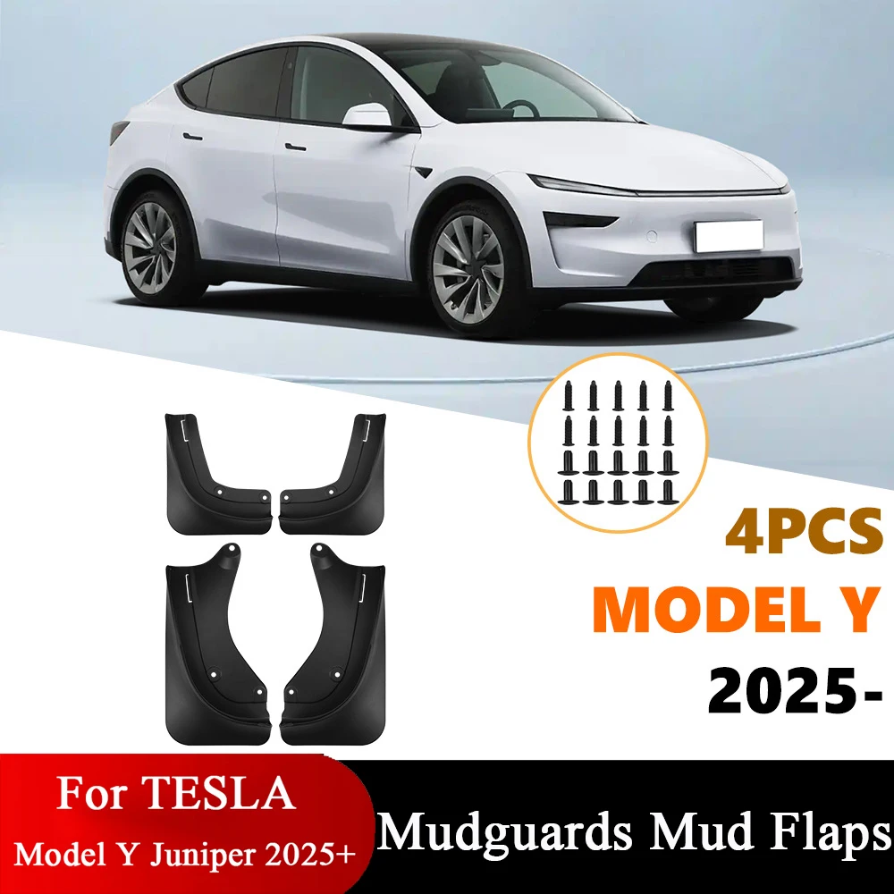 

New Mudguards For Tesla Model Y Juniper 2025 2026 Accessories Mud Flaps Anti-Snow Anti-Sand Front Rear Mudflaps Guard 4pcs/set