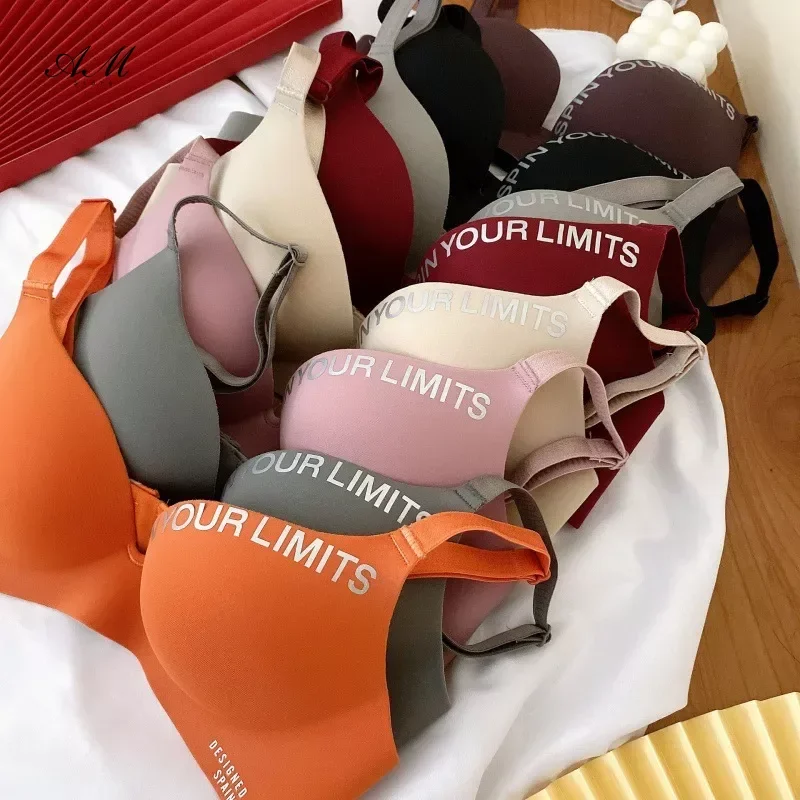 Fashion Women Seamless Bra Sexy Push Up Bralette Underwear Wireless Female Adjusted-straps Lingerie Letter Pattern Bras image 2