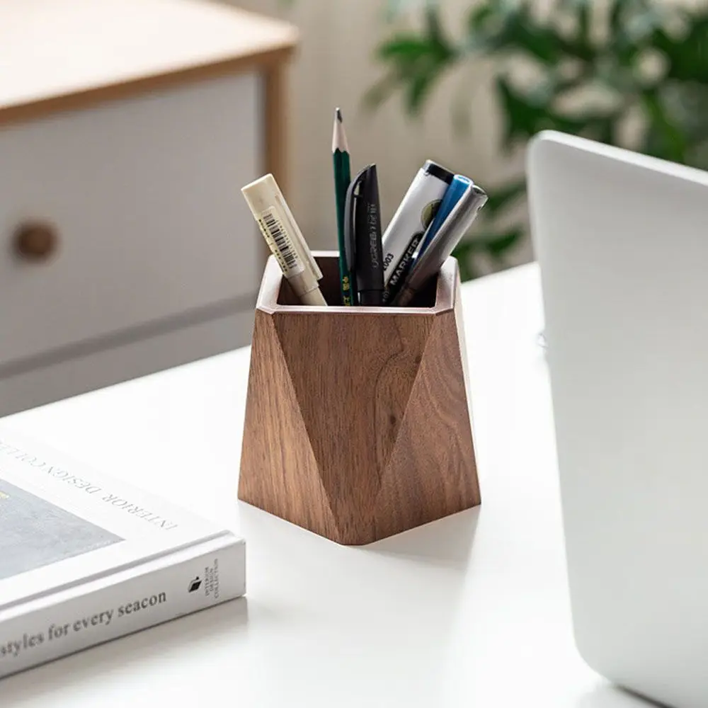Stationery Writing Materials Holder School Accessories Wood Pen Holder Desktop Storage Box Pencil Case Walnut Pen Holder
