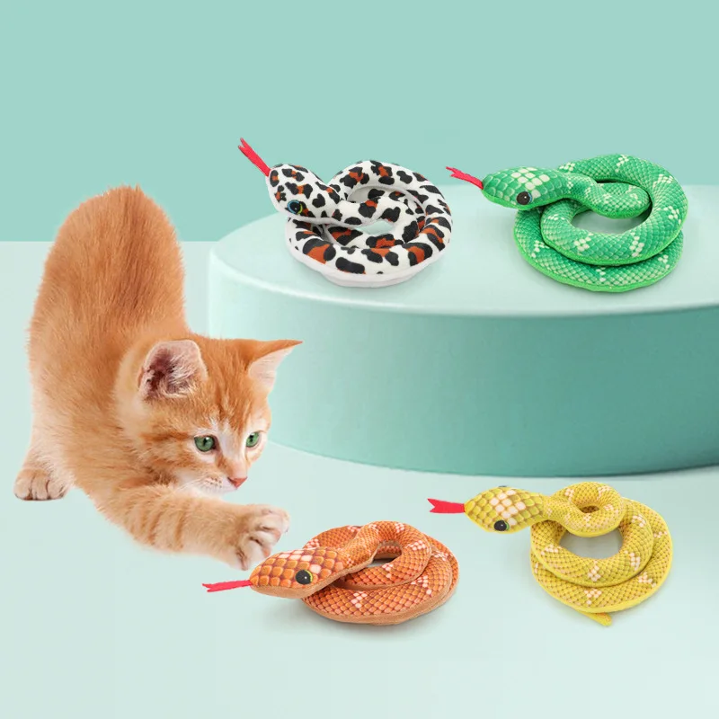 Cat Toys Plush Simulation Snake Toys Fun Play Interactive Bite Cat Toys Pet Supplies