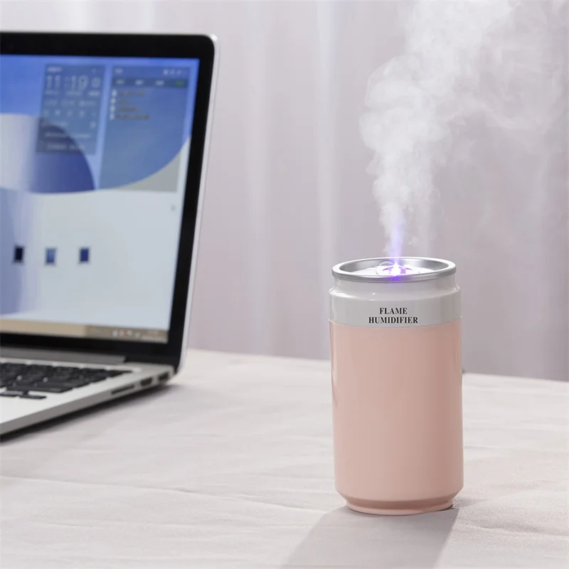 Portable Mini Air Humidifier with Fan Night Light Water Tank USB Flame Wireless Cool Mist Maker for Office Car New Design JS40