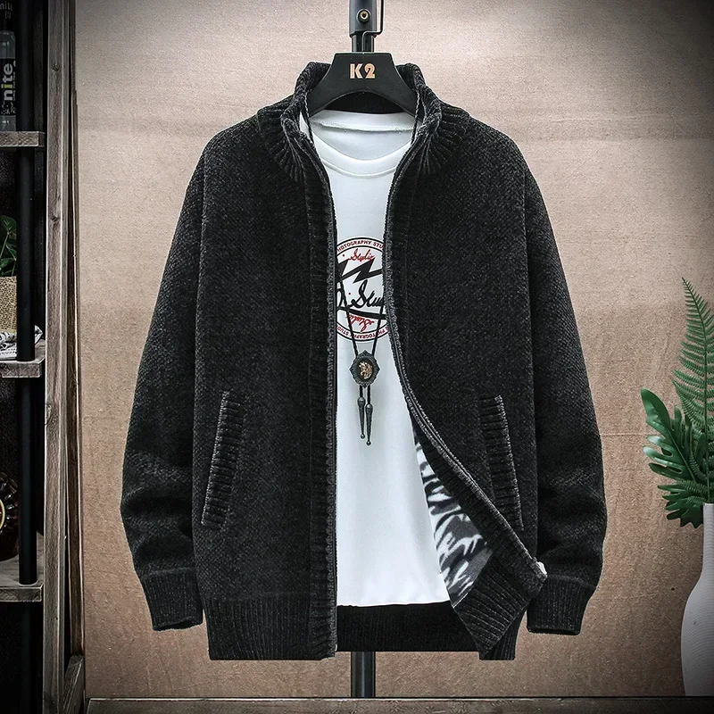 Men Turtleneck SweaterCoat 2024 Autumn Winter Wool Thick Warm Sweater Jackets Zipper Solid Casual Knitted Cardigan mens clothes