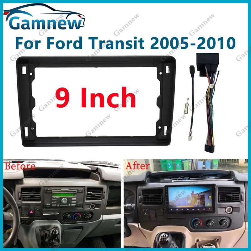 9 Inch Car Stereo Fascia Dash Panel Frame Adapter For Ford Transit 2005-2010 Android Kit Installation Trim Beze
