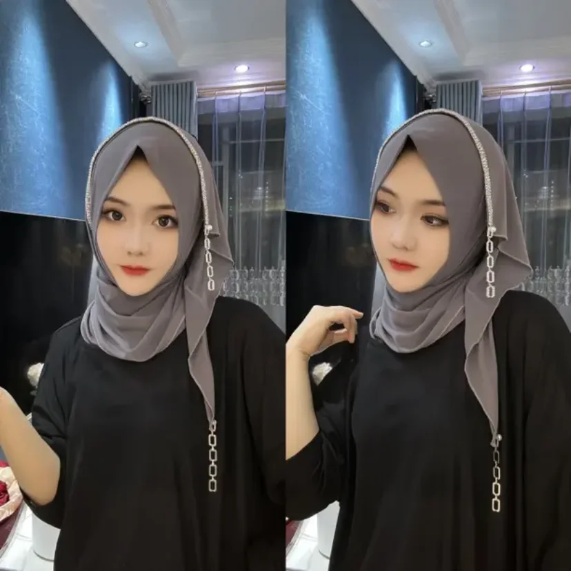 Wraps Head Moslem Women Rhinestone Diamonds Soft Hijabs