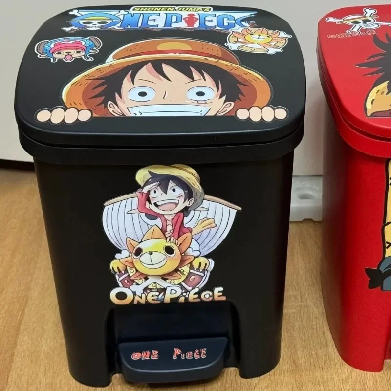 11L One Piece Anime que rodea Luffy negro rojo cubo de basura de gran tamaño para el hogar lata de almacenamiento creativa de gran capacidad al por mayor