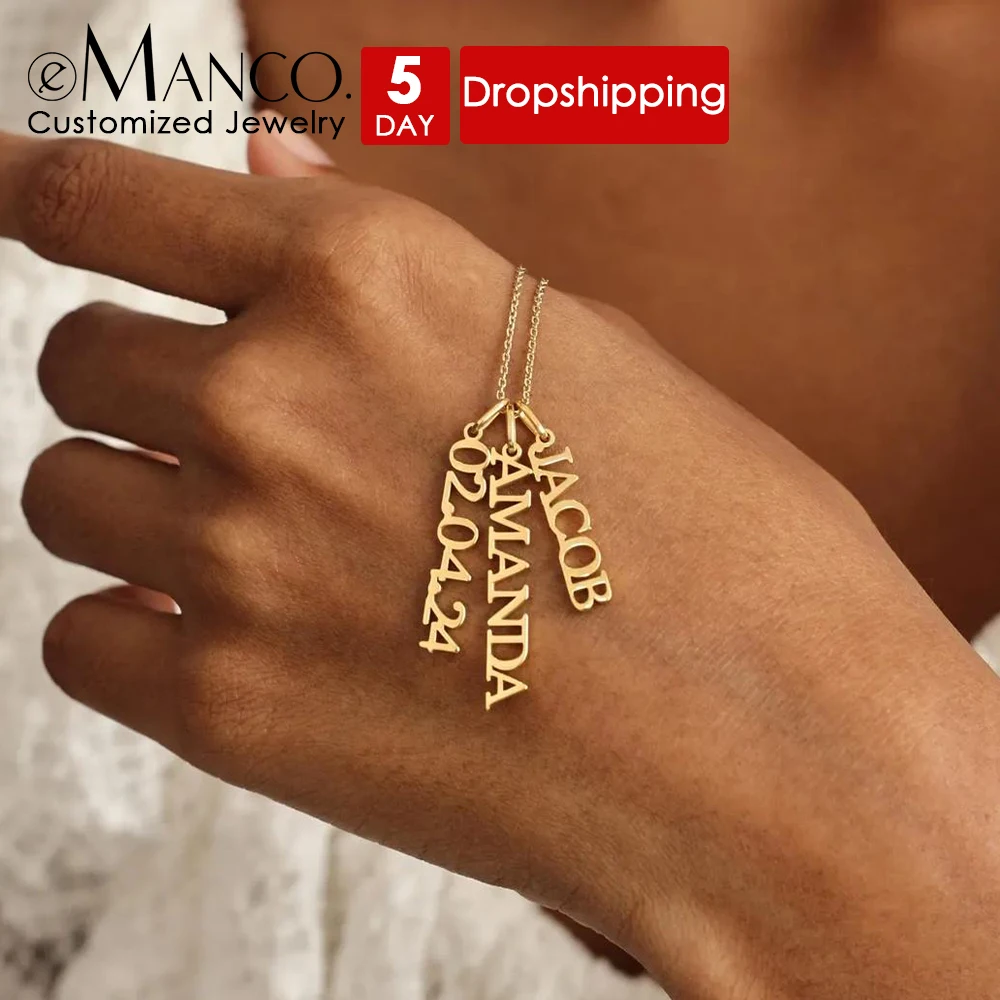 EMANCO  Stainless Steel Rope Chain Necklace Minimalist Style Customized Name Elements Pendant Necklace Casual Fashion Jewelry