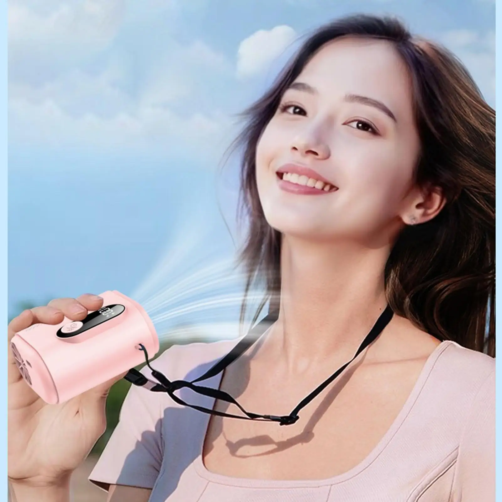100 Speeds Digital Display Rechargeable Hands-Free Waist Mounted Fan With Built-in Light Portable Cooling Fan for Jobsite Hiking