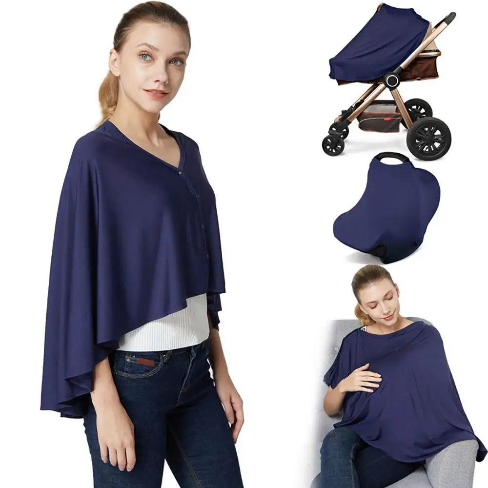 Multi-functional Nursing Cover Muslin Fabric Solid Color Baby Nursing Poncho Privacy Protection Breastfeeding Cover Women