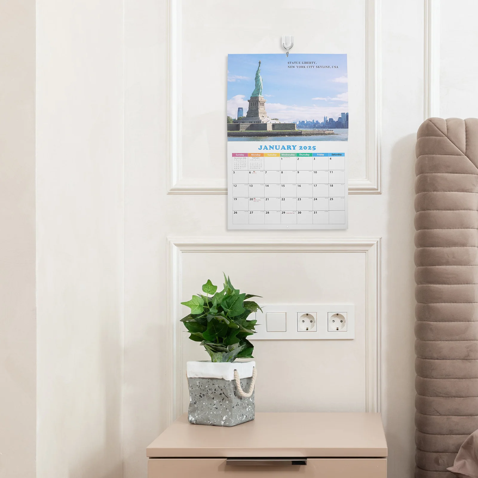 12 mesi 2025 Calendario da parete paesaggio mondiale Promemoria natalizi in carta resistente all'inchiostro per prodotti per la stampa di decorazioni scolastiche per l'home office