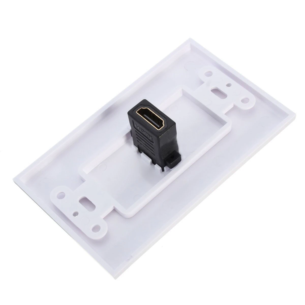 

New 1-Port HDMI Wall Face Plate Panel Cover Coupler Outlet Extender 3D 1080P WhiteJAS