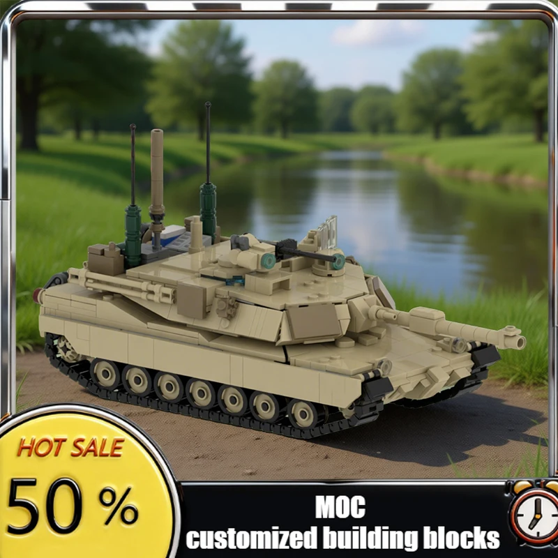

1077 PCS Battle Tank Kit M1A2 Abrams MOC Customize Modular Building Block Creative Design Model Simple DIY Toy Christmas Gift